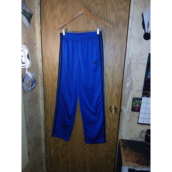 Adidas Jogger Pants Youth Size Large 14/16 Blue w/ Black Three Stripes - Picture 1 of 15